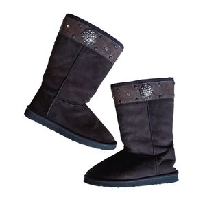 Brown Boots with Bling Detail